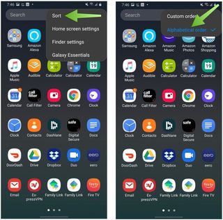 Sorting your app drawer on a Samsung Galaxy phone
