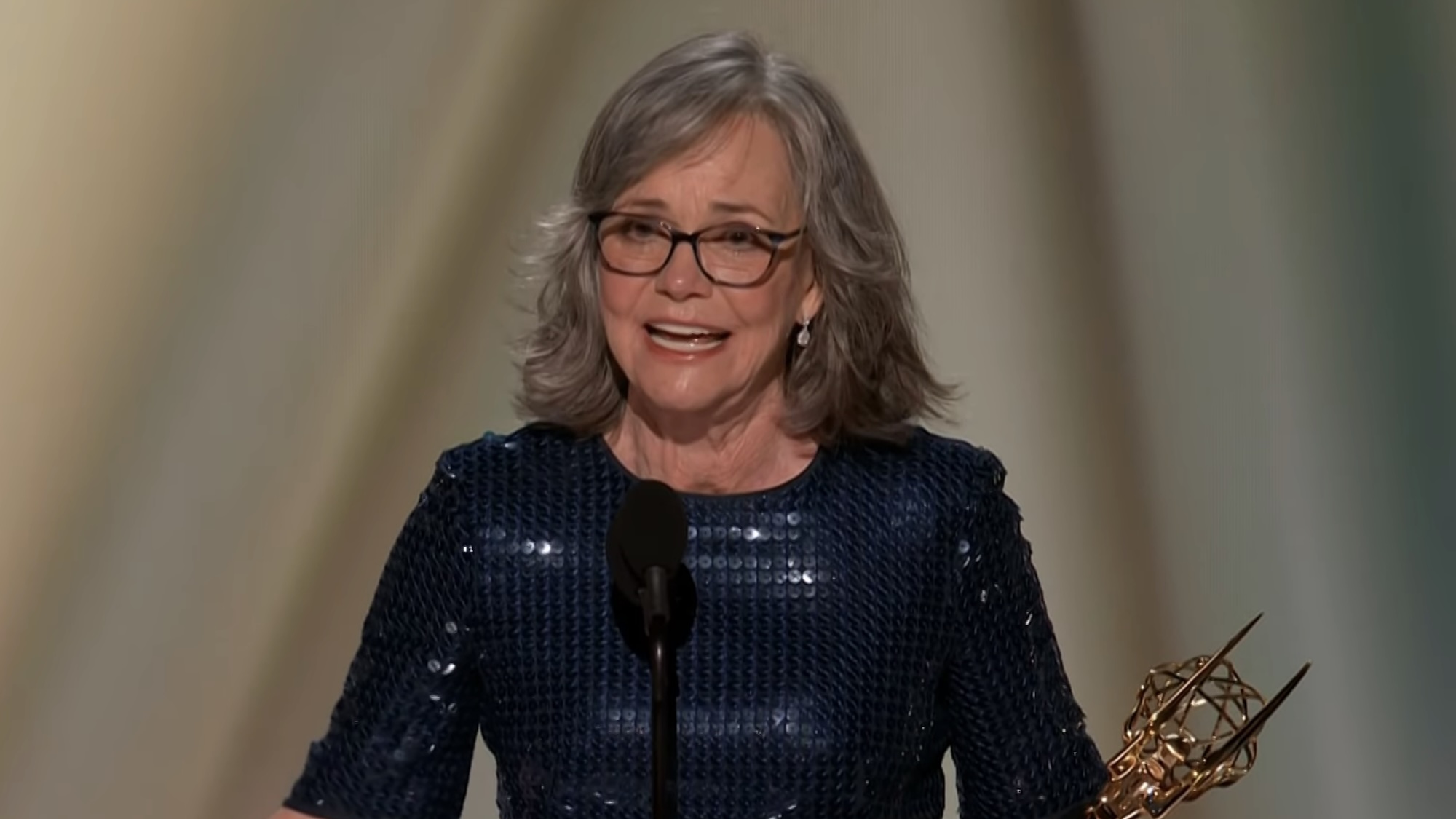 Sally Field accepting award for Remarkably Bright Creatures at 2026 Emmys