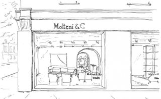 Hand sketch by Vincent Van Duysen of the new Molteni&C showroom on Brompton Road