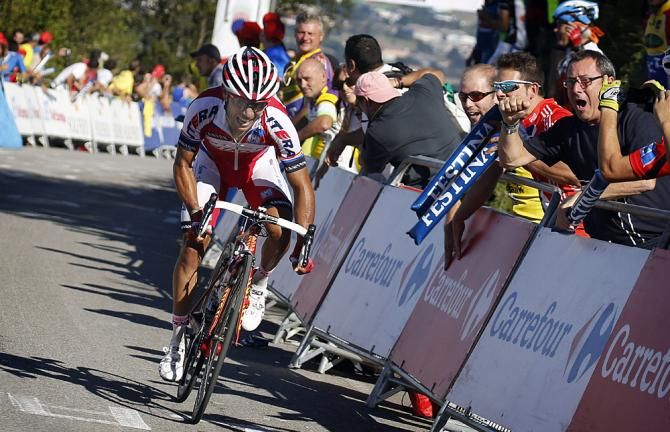 Joaquim Rodriguez (Katusha) rides away from the leader's group