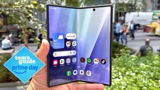 samsung galaxy z fold 7 with a prime day deal sticker