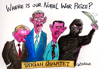 Editorial cartoon World Syria Nobel Prize