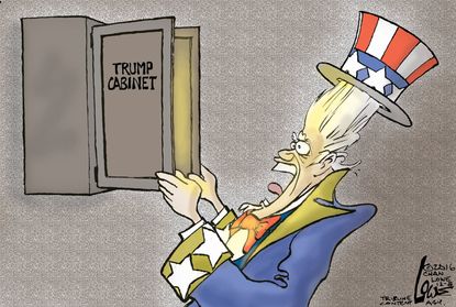 Political cartoon U.S. Donald Trump cabinet picks