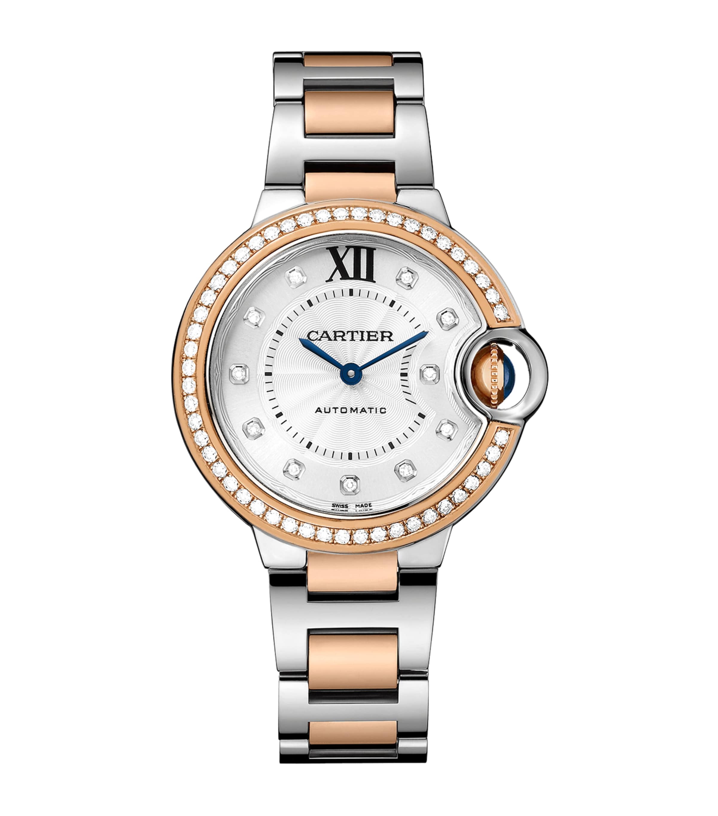 Cartier Rose Gold, Stainless Steel and Diamond Ballon Bleu De Cartier Watch 33mm
