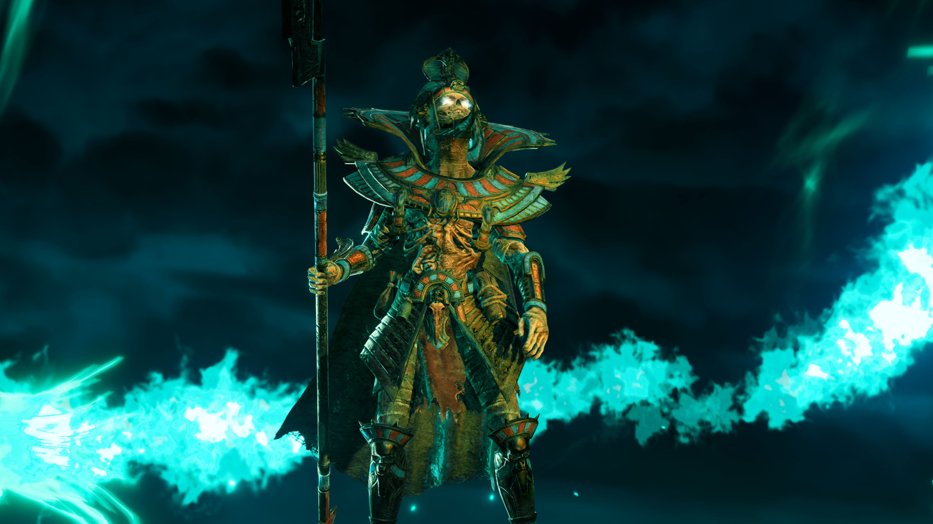 Tomb King Settra facing Nagash in Total War: Warhammer 3