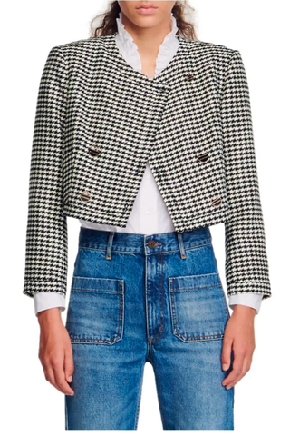 Best Cropped Jackets | Sandro Cropped Houndstooth Jacket