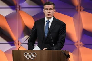 World Anti-Doping Agency president Witold Bańka delivers a speech during an Olympics session in Lausanne, Switzerland, in January 2020