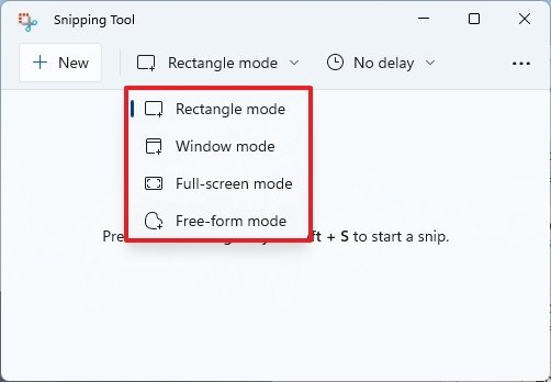 Snipping Tool modes