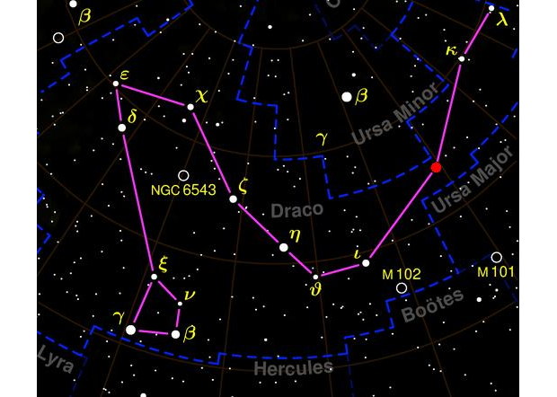 Draco Constellation Sky Map