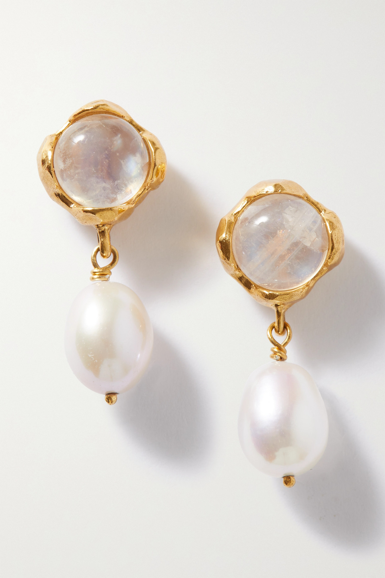 + Net Sustain the Moonlight Capture Gold-Plated, Pearl and Moonstone Earrings