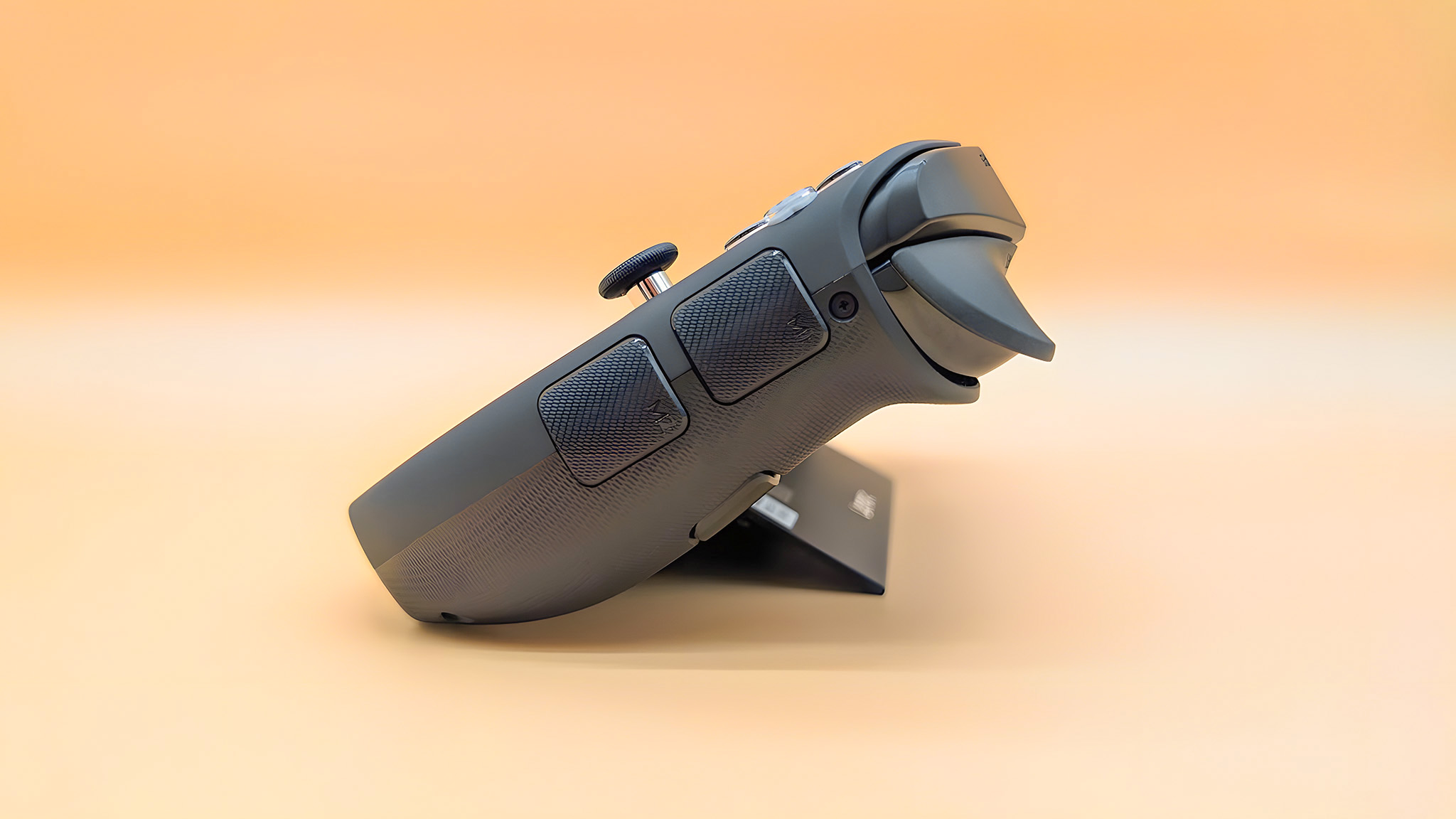 A profile view of the Lenovo Legion Go 2 while it's leaning back a fair way on its kickstand.
