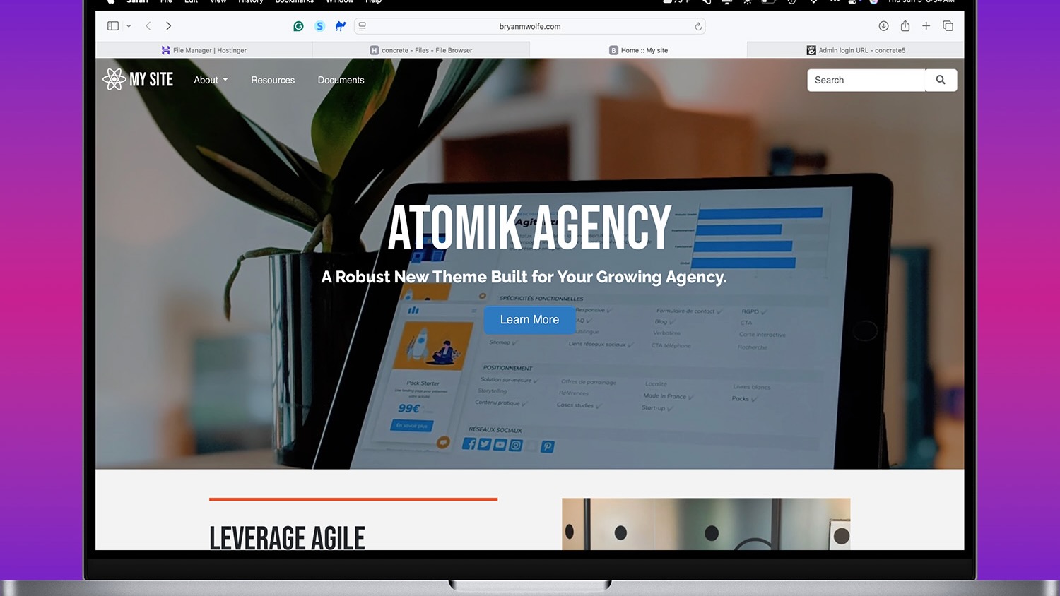 Concrete CMS installation on a laptop