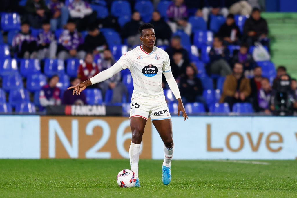 GETAFE, SPAIN - NOVEMBER 22: Juma Bah of Real Valladolid in action during the Spanish League, LaLiga EA Sports, football match played between Getafe CF and Real Valladolid at Coliseum de Getafe stadium on November 22, 2024, in Getafe, Spain. (Photo By Dennis Agyeman/Europa Press via Getty Images)