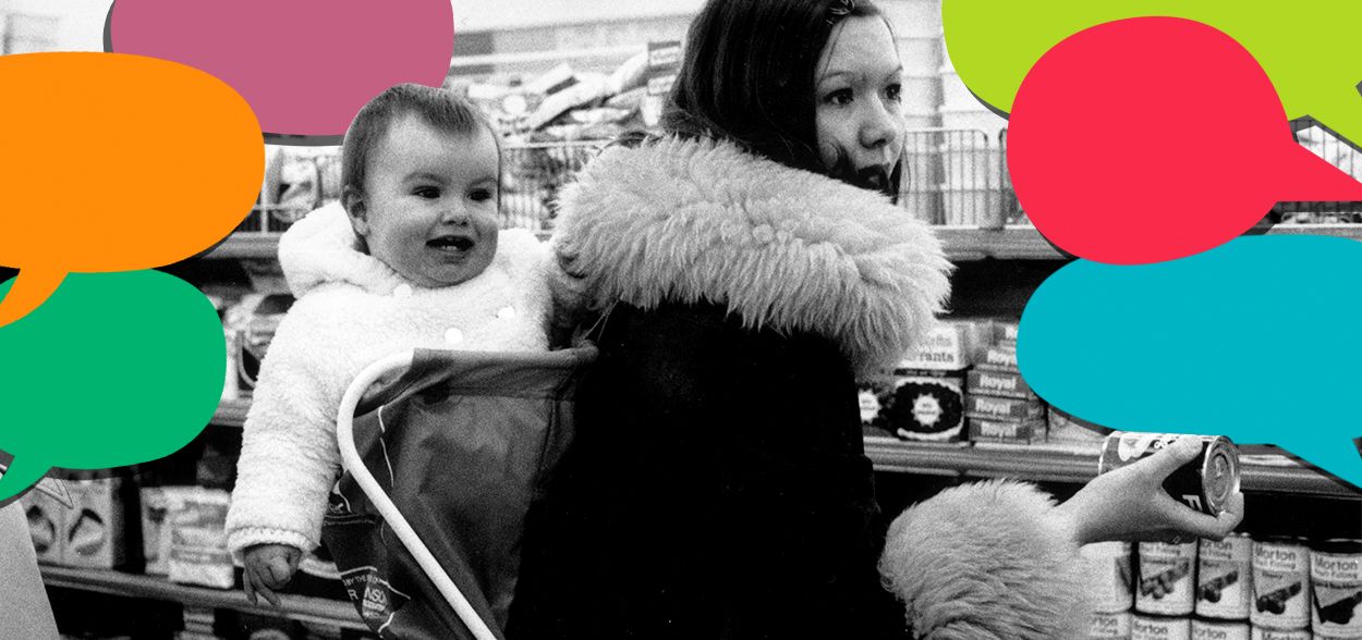 A mother in a supermarket.