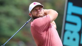 Tyrrell Hatton takes a tee shot at LIV Golf Greenbrier