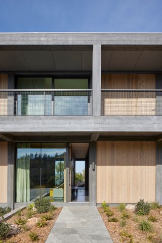 exterior detail during the day at Frame House by Mork-Ulnes Architects