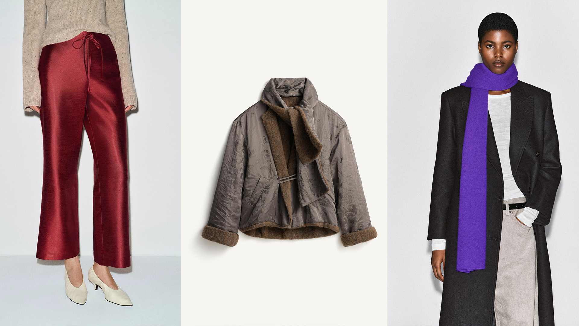 Collage of winter 2026 items from Reformation;, Zara, and COS