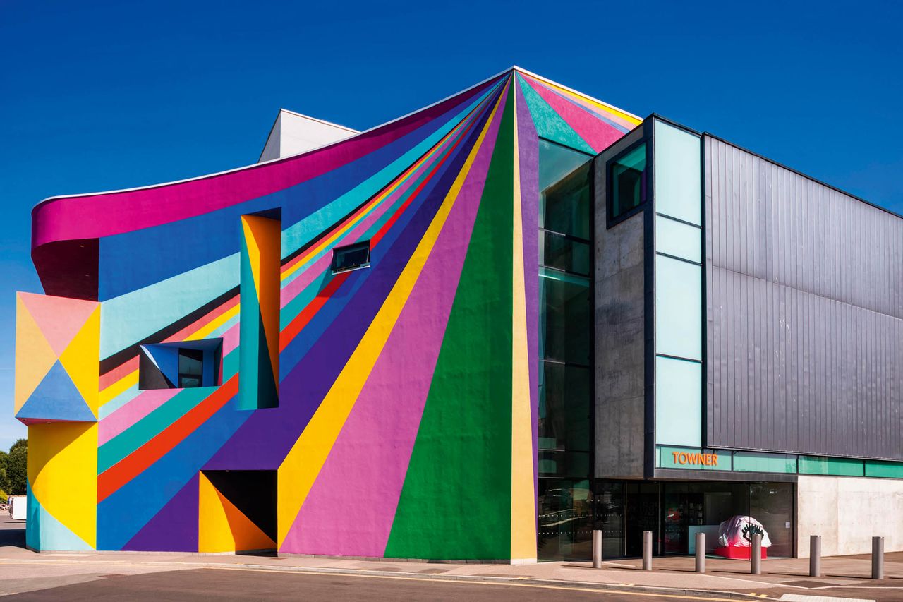 Art to brighten the spirits: Lothar Götz’s mural, Towner Eastbourne, East Sussex.