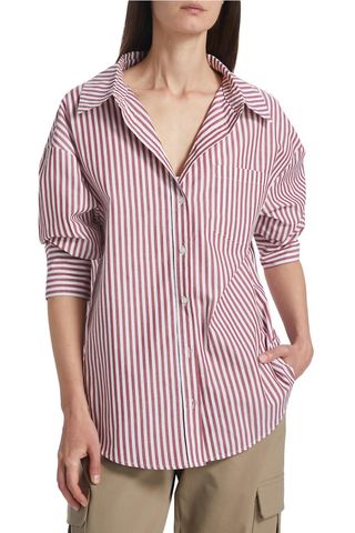 Anine Bing Mika Oversized Striped Cotton Shirt