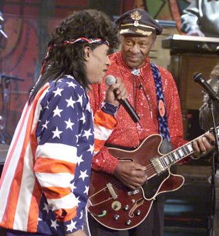Little Richard and Chuck Berry on "The Tonight Show with Jay Leno" at the NBC Studios in Los Angeles, Ca. Thursday, Jan. 24, 2002