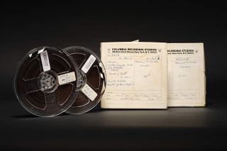 The two Voyager Golden Record master reels come with their original Columbia Recording Studios boxes, each with hand written details about the recordings contained within.