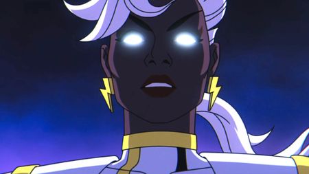 Storm with her eyes glowing in the X-Men '97 premiere. 