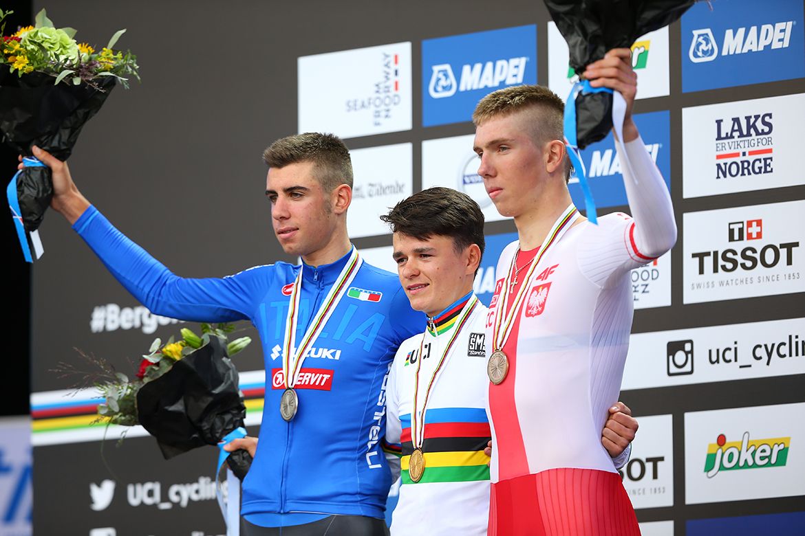 Puppio, Pidcock and Maciejuk on the podium