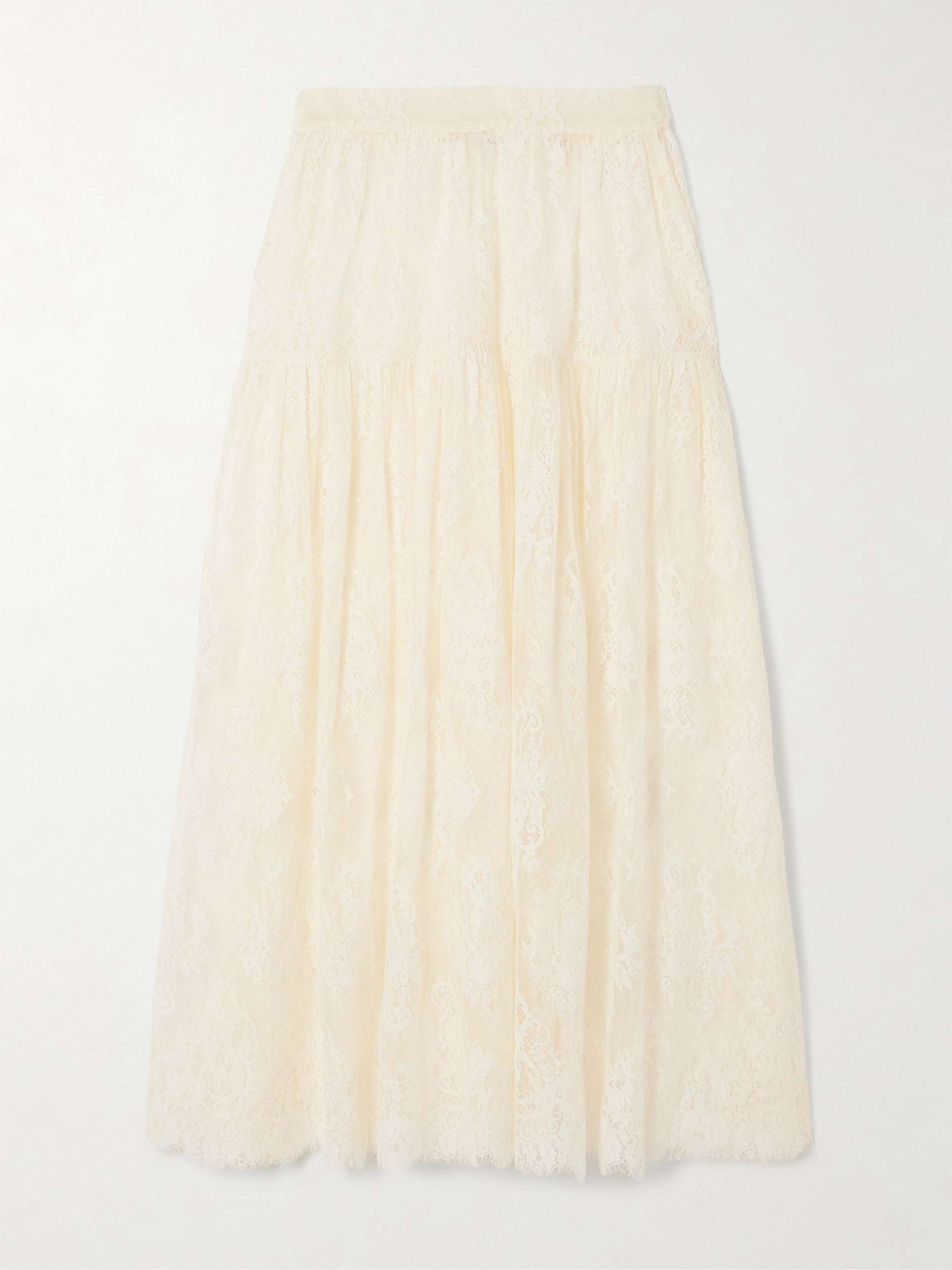 Sebastiane Tiered Lace Midi Skirt