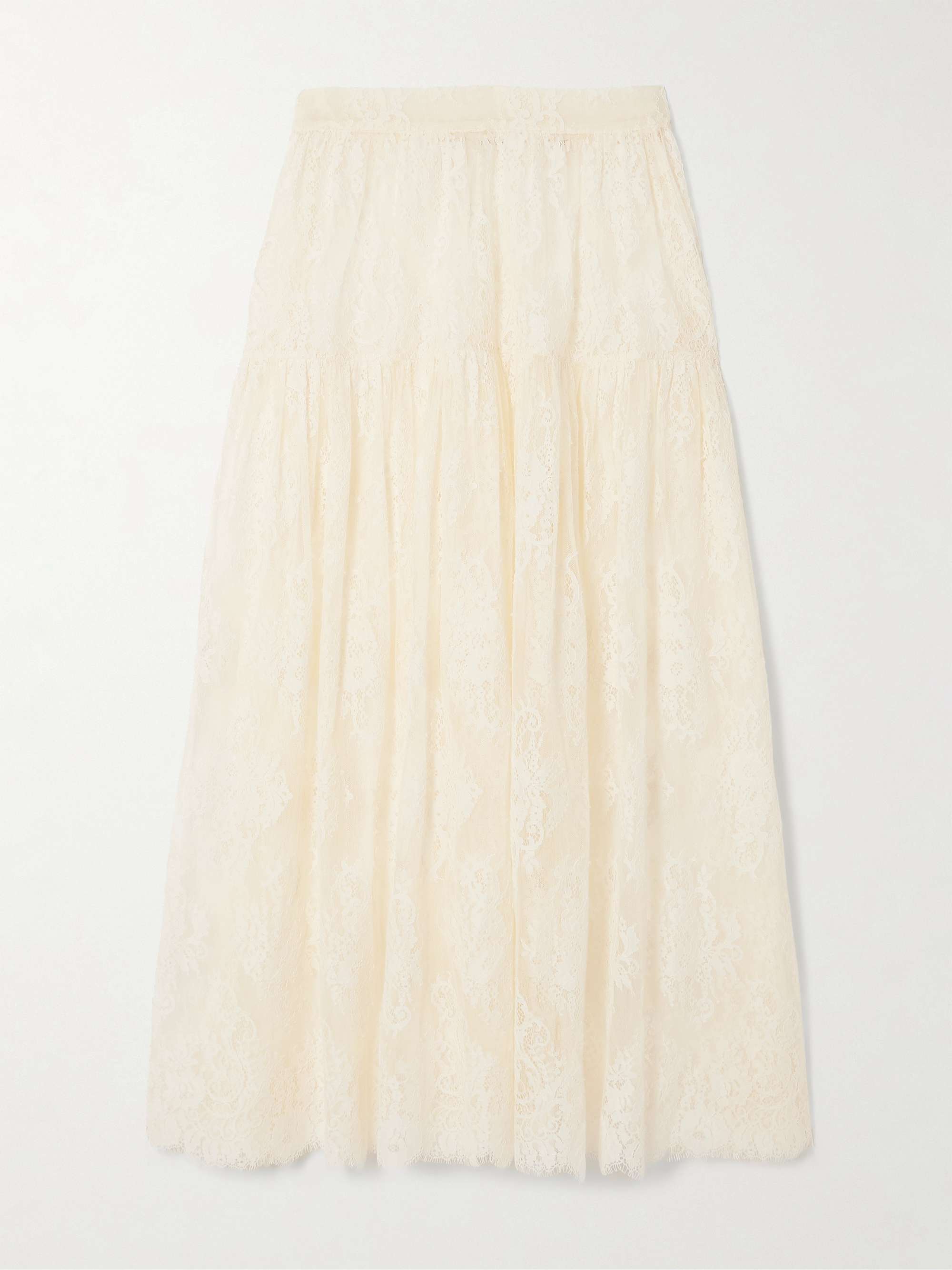 Sebastiane Tiered Lace Midi Skirt