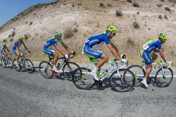 The Liquigas-Cannondale team spent the day near the front.