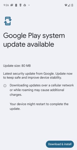 The Google Play System Update