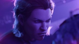 Vampire: the Masquerade - Bloodlines 2 character with a purple hue
