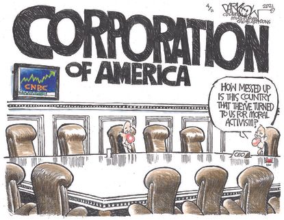 Editorial Cartoon U.S. corporations morality