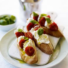 Oven Dried Cherry Tomato and Mozzarella Bruschetta recipe-recipe ideas-new recipes-woman and home