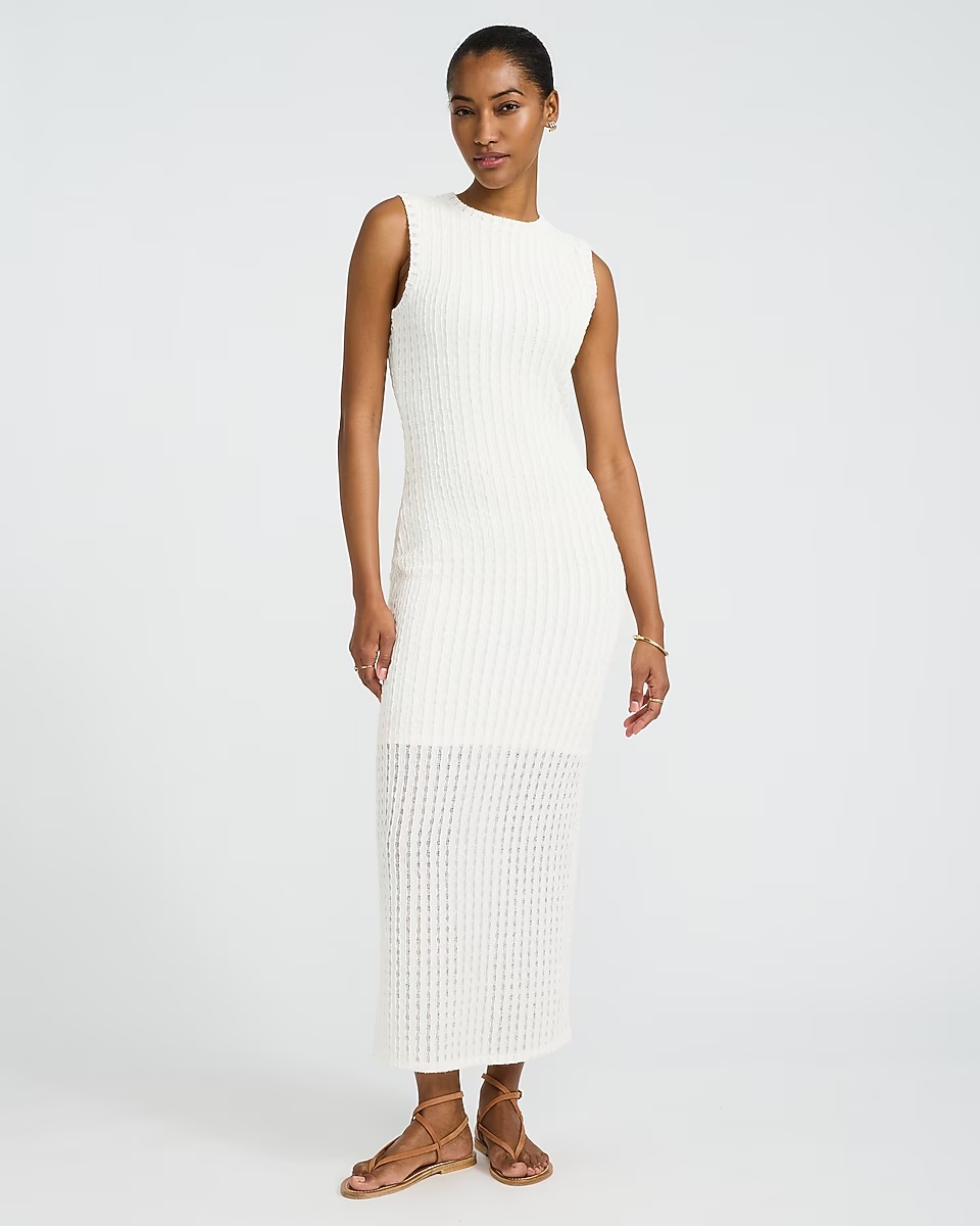 Express, Textured Knit Crew Neck Sleeveless Maxi Sheath Dress