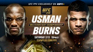 ESPN PPV for UFC 258 Promotional Splash with Usman and Burns faces