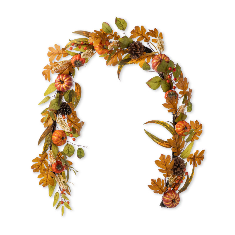 Ophelia &amp;amp; Co. 72&quot;l Fall Pumpkin Leaf Floral Garland | Wayfair