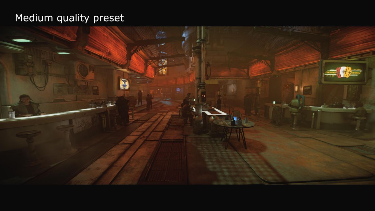 A screenshot from Ubisoft's Star Wars Outlaws, showing the impact of the quality setting on the graphics