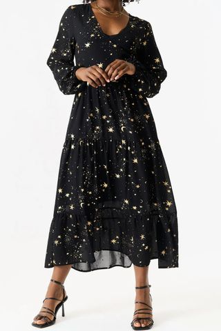 Gini London Black Star Print Dress