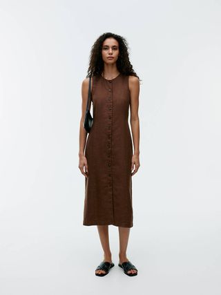 Linen Vest Dress - Dark Brown - Arket Gb
