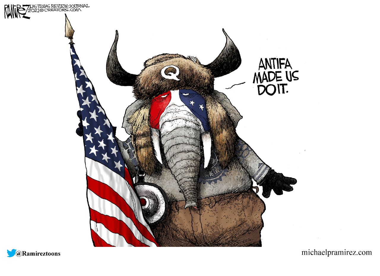 Political Cartoon U.S. GOP Capitol Riot antifa