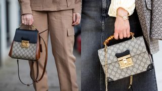 A composite of street style influencers carrying the best gucci bags padlock