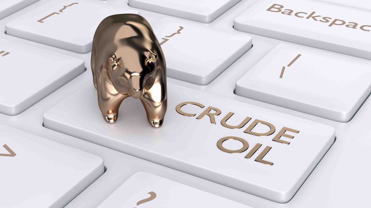 A golden bear on a keyboard key that says &amp;quot;crude oil&amp;quot;