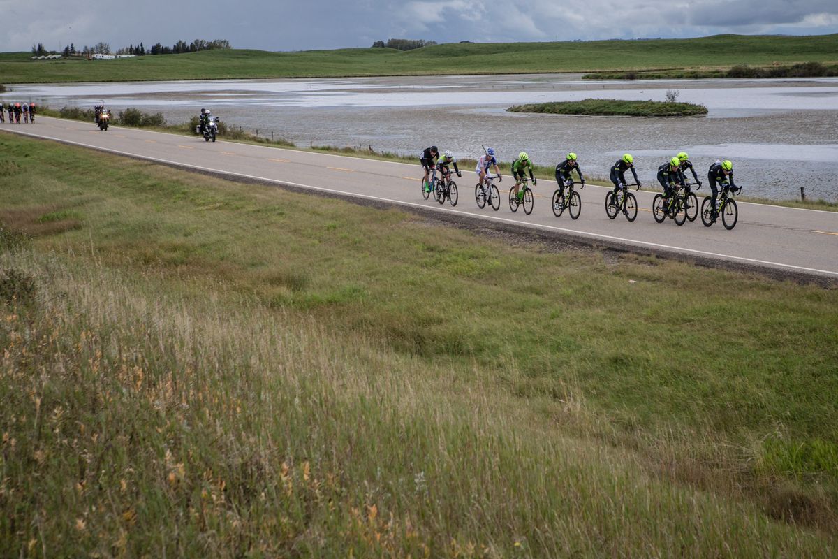 A split at the front of the race gets a gap on the field