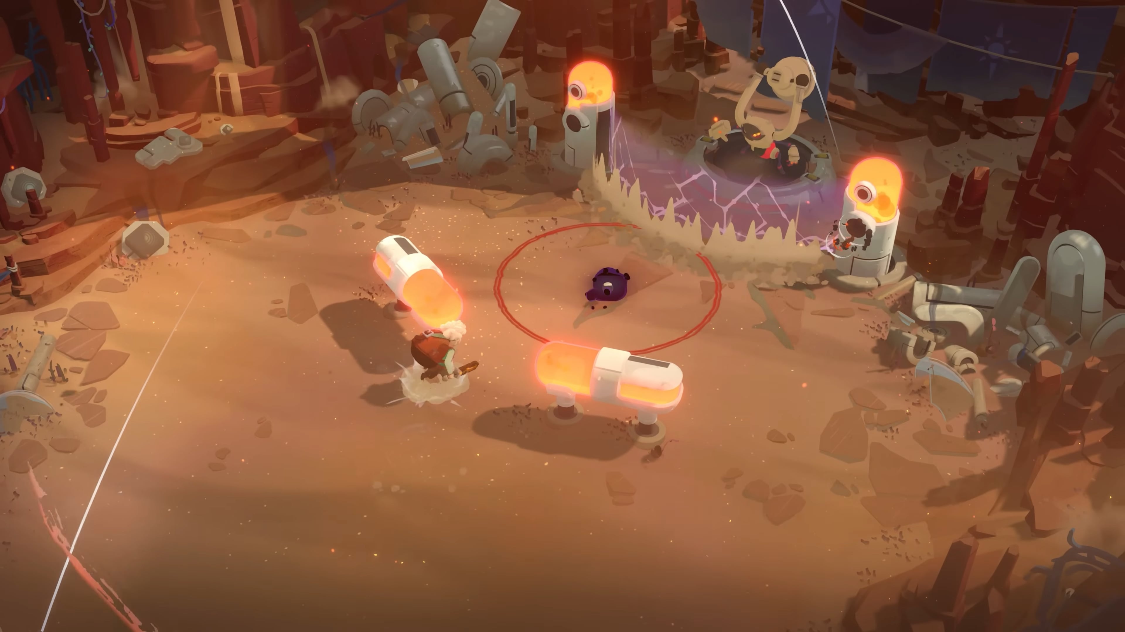 Moonlighter 2 screenshot of the first boss shield cracking.