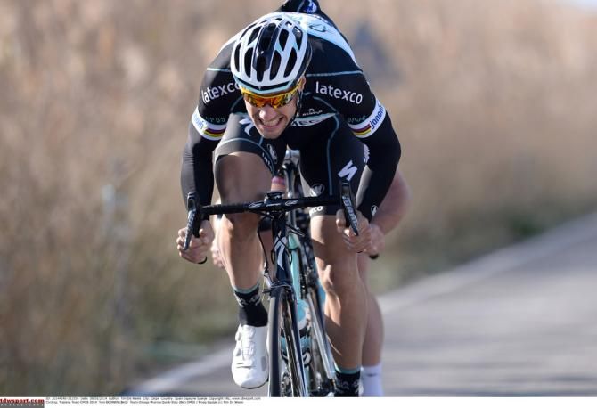 Tom Boonen winds up his sprint with Mark Cavendish tucked in on his wheel
