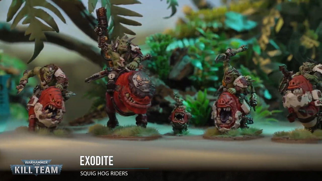 The miniatures of Exodite against a jungle background
