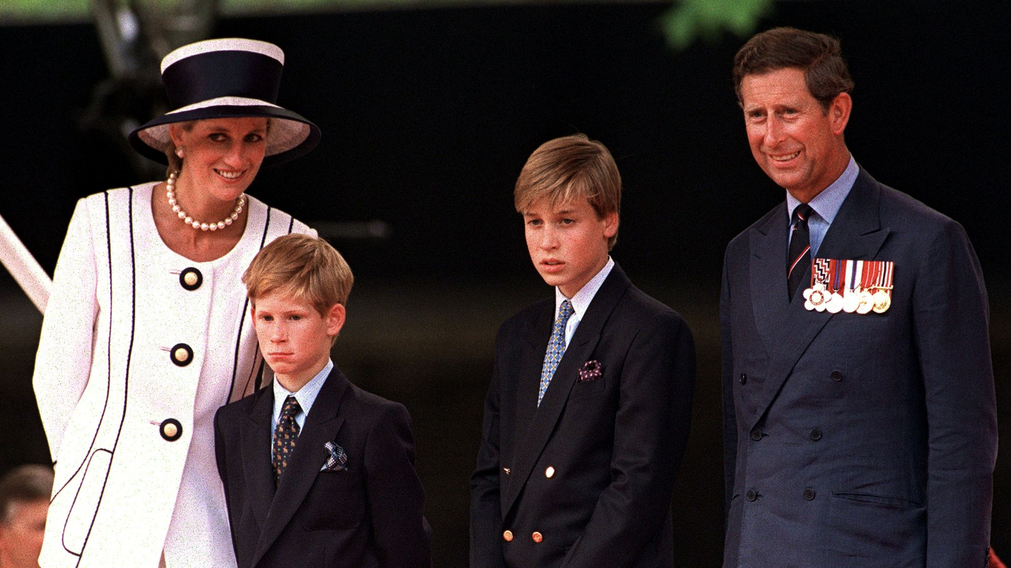 Princess Diana, Prince Charles, Prince William and Prince Harry attend a parade in the Mall, London, in 1994