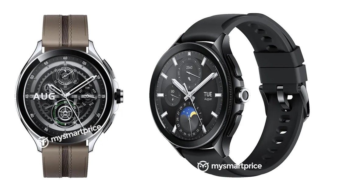 Leaked renders of the Xiaomi Watch 2 Pro in steel and a black gunmetal colorway.