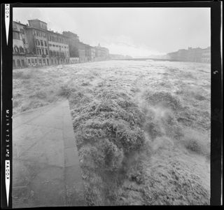 black and white image of flood